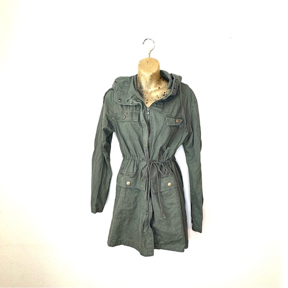 Active USA Jackets & Blazers - Olive Utility Cargo Jacket | Hooded Military Style | Size M